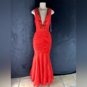 Elegant Red Evening Gown by Mandalay